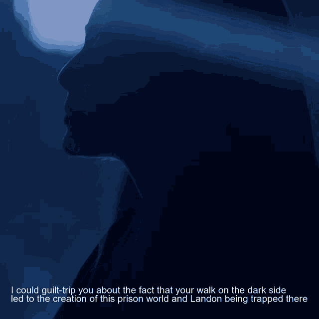 a woman is silhouetted against a dark blue background with a quote below it