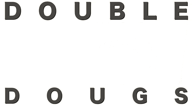 a black and white drawing of a hand pointing with the words double doughs below it