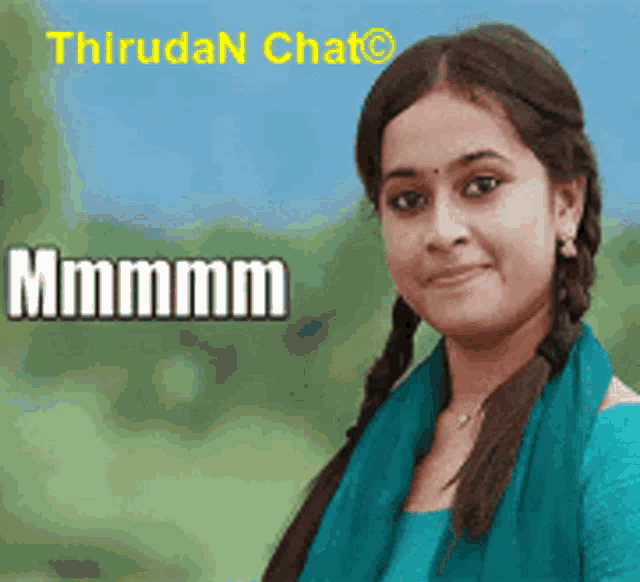 a picture of a girl with a caption that says " mmmm "