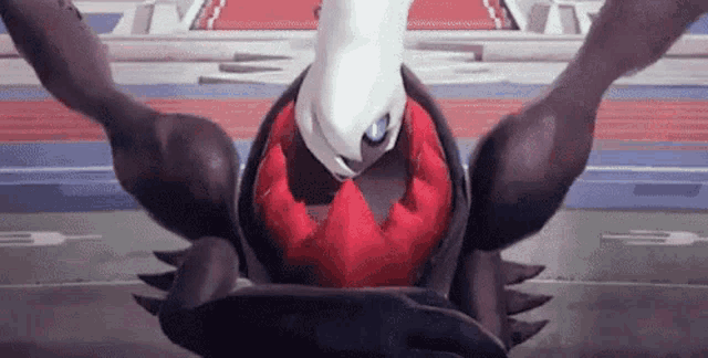 a cartoon character is flying through the air on a basketball court .