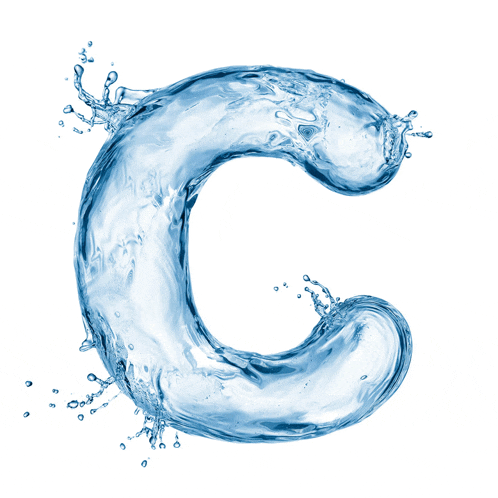 the letter c is made out of water splashes