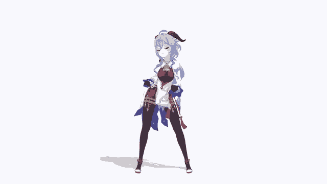 a 3d model of a girl with blue hair and black gloves dancing