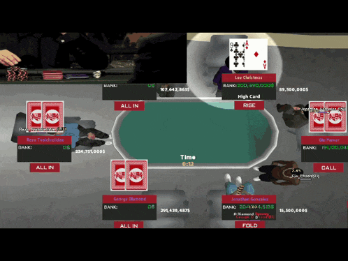 a screenshot of a poker game shows a time of 6:15