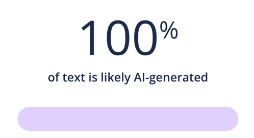 a 100 % of text is likely al-generated sign