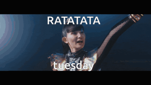 a picture of a girl with the words ratatata tuesday on the bottom