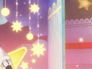 a cartoon drawing of mickey mouse with a star on his head and stars hanging from the ceiling