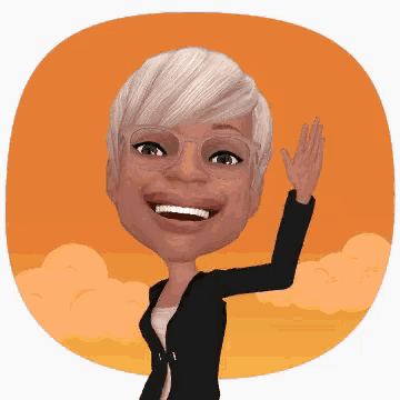 a cartoon of a woman wearing glasses and a black jacket