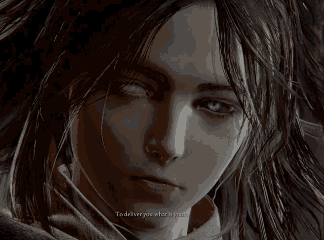 a close up of a woman 's face with the words to deliver you what is yours below her