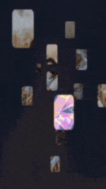 a picture of a woman in a field is surrounded by squares