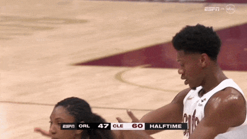 espn is showing a basketball game between orl and cle 60 halftime
