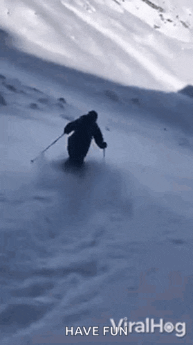a person is skiing down a snow covered hill .