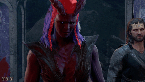 a man with a crown on his head talks to another man in a video game