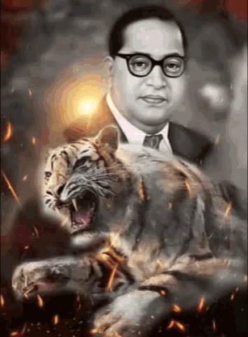 a man in a suit and tie is holding a tiger with its mouth open