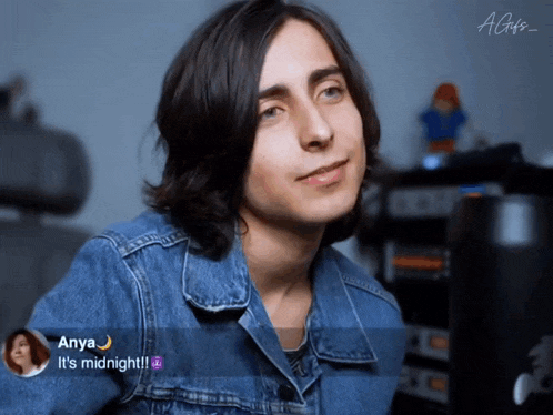 a man in a denim jacket says it 's midnight to a woman