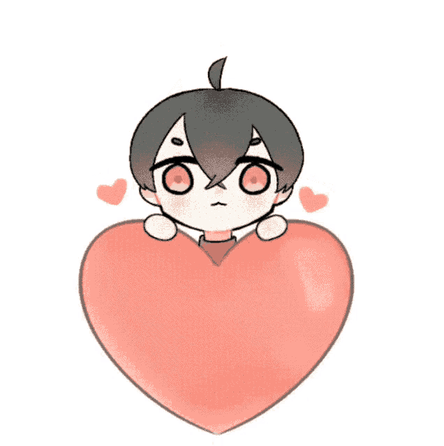 a drawing of a boy holding a heart