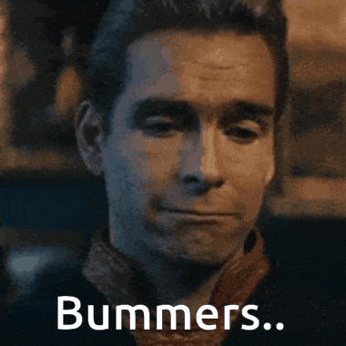 a close up of a man 's face with the words bummers written above him