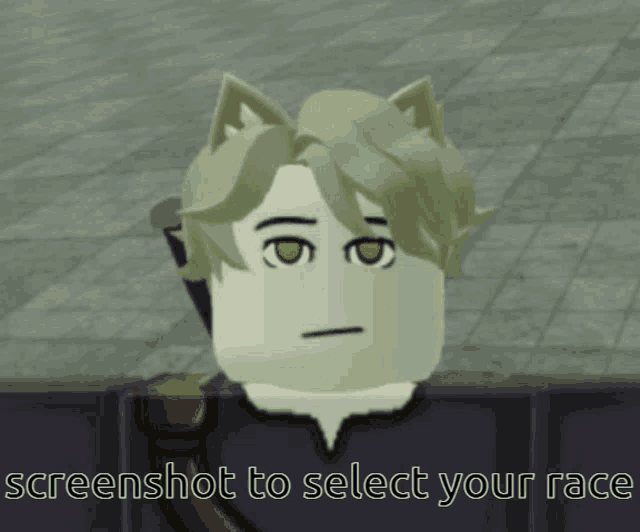 a screenshot of a video game character with the words screenshot to select your race below it