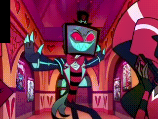 a cartoon character is standing in a hallway wearing a top hat .