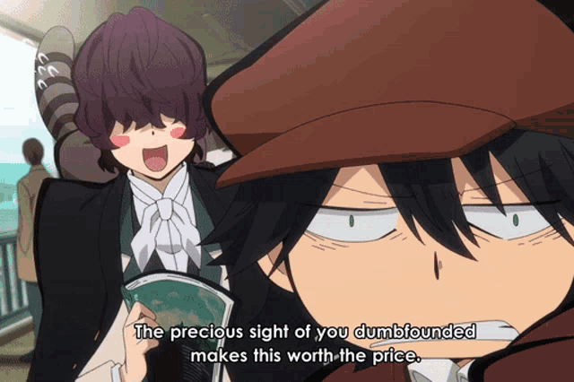a cartoon character with the words " the precious sight of you dumbfounded makes this worth the price "