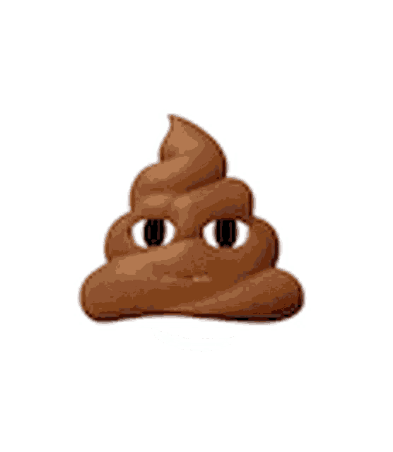 a brown poop with white eyes and a smiling face .