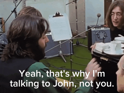a man in a green vest says " yeah that 's why i 'm talking to john , not you "