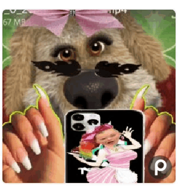 a person is holding a cell phone with a picture of a girl on it