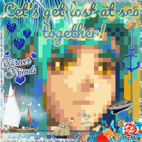 a picture of a man with the words " let 's get lost at sea together "