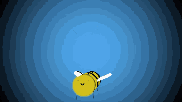 a cartoon drawing of a bee with a smiley face