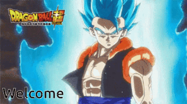 a picture of a dragon ball super character with the words welcome below him