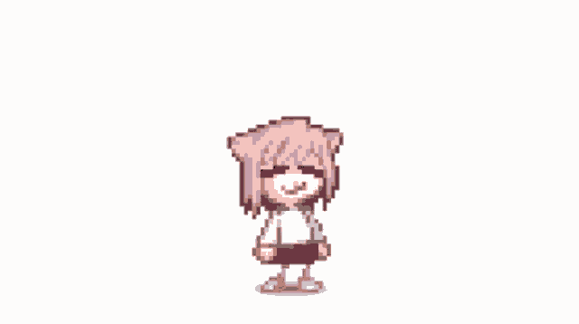 a pixel art of a cat girl laying on the ground