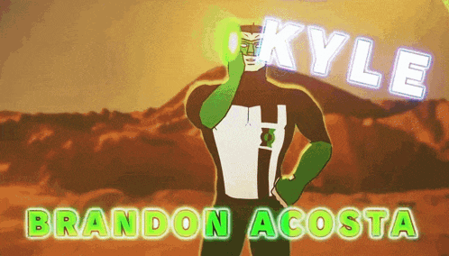 a cartoon of kyle brandon acosta with a green lantern