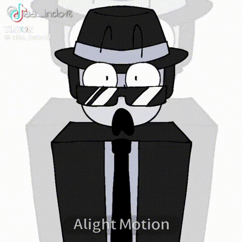 a cartoon of a man wearing a hat and tie with the words " alight motion " below him