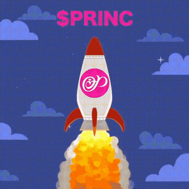a rocket with the letter p on it is flying through the air with the word spring behind it