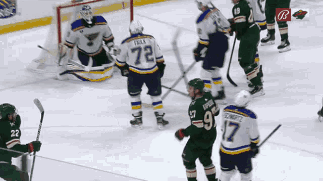 a hockey player with the number 72 on his back