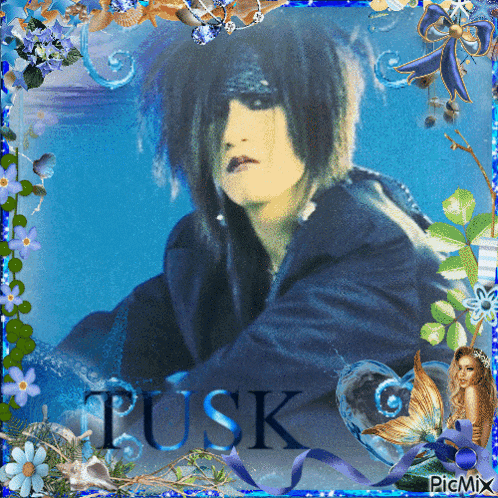 a picture of a man with the name tusk written on it