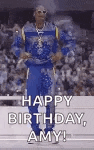 snoop dogg is dancing in front of a crowd and says `` happy birthday amy '' .