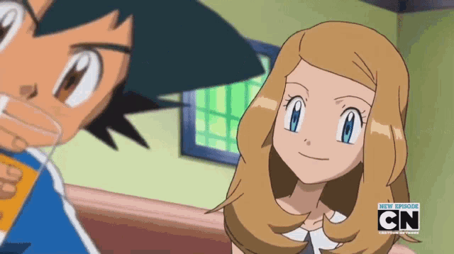 a cartoon of a boy and a girl with the word cn on the bottom