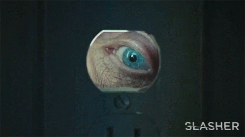 Peeking From The Hole Spencer Galloway GIF - Peeking From The Hole Spencer Galloway David Cronenberg GIFs