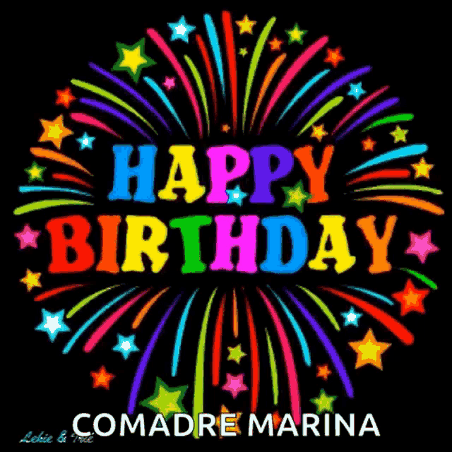 a colorful fireworks display says happy birthday