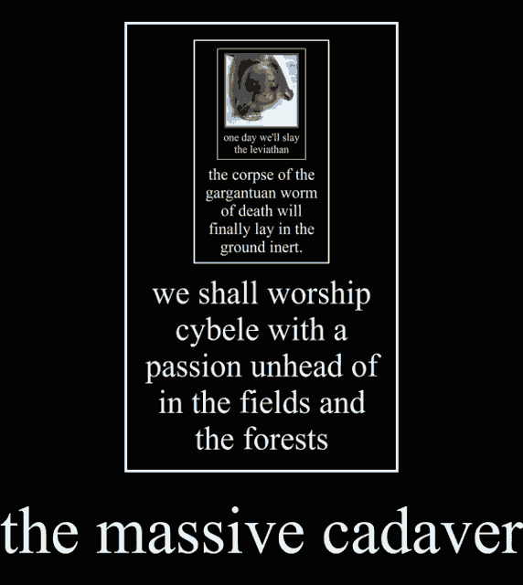 a poster that says the massive cadaver with a picture of a dog