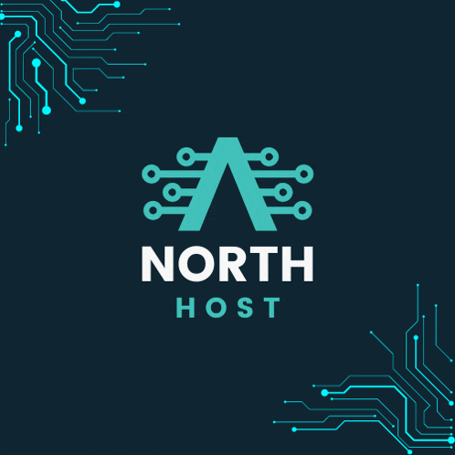 a logo for north host is displayed on a dark background