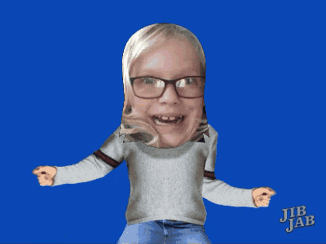 a girl wearing sunglasses and a sweater with jib jab on it
