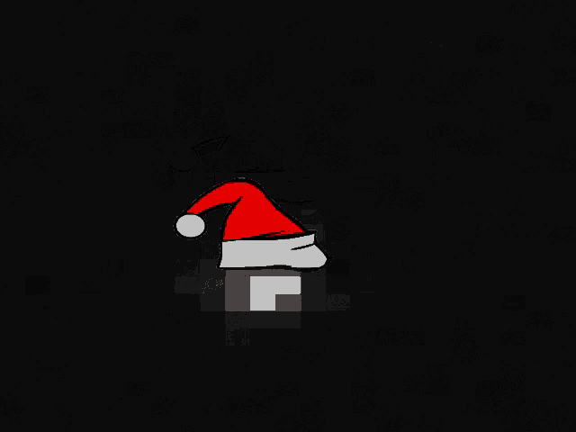 a santa hat on a black background with a white hand