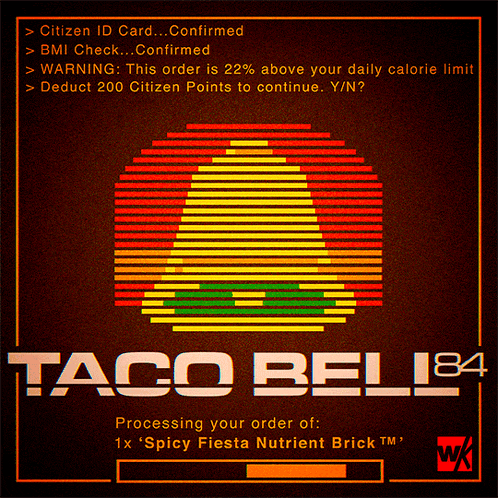 taco bell 84 is processing your order of spicy fiesta nutrient brick tm