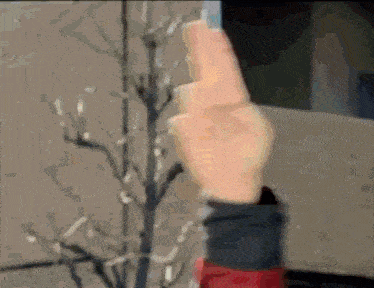 a blurred image of a person 's hand giving a middle finger