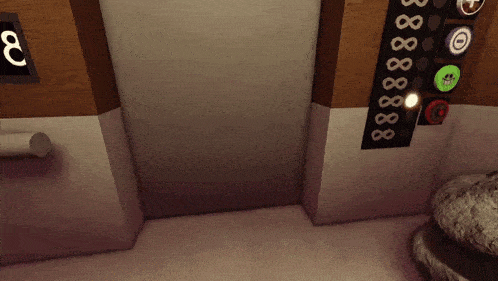 an elevator with the number 38 on the door