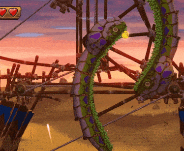 a screenshot of a video game with hearts on the bottom left