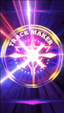 a purple background with a track maker logo in the center