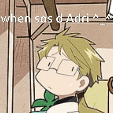 a cartoon of a boy with glasses sitting in a chair with the words `` when sos d adri '' .