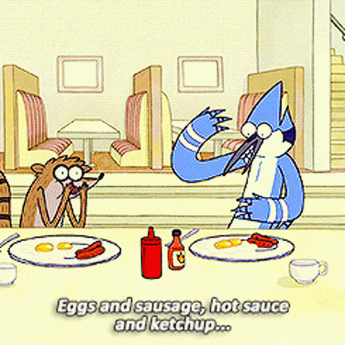 Regular Show Mordecai And Rigby GIF - Regular Show Mordecai And Rigby Eggs And Sausage GIFs